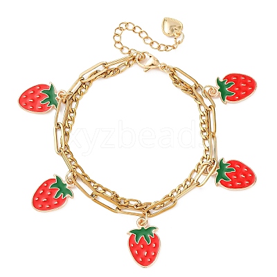 304 Stainless Figaro & Paperclip Chain Multi-strand Bracelets BJEW-JB12486-02-1