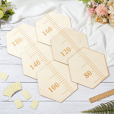 Hexagon Wood Measuring Growth Chart Rulers TOOL-WH0136-124B-1