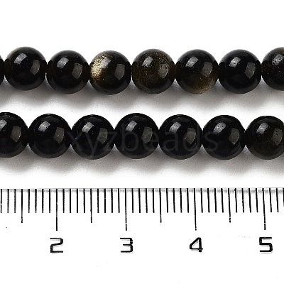 Natural Golden Sheen Obsidian Beads Strands X-G-C068-6mm-9-1