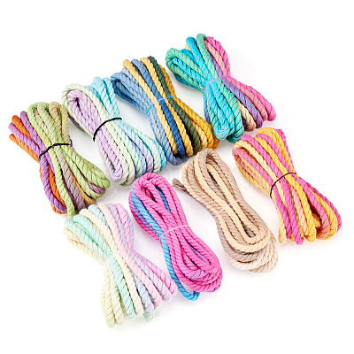 8 Bags 8 Colors 3-Ply Round Cotton Twisted Cord OCOR-TA0003-82B-1