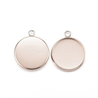 Ion Plating(IP) 304 Stainless Steel Pendant Cabochon Settings STAS-G127-13-14mm-RG-1