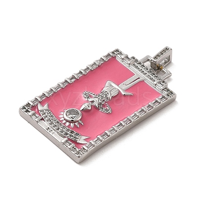 Brass Micro Pave Cubic Zirconia Pendants with Enamel KK-H458-01P-02-1