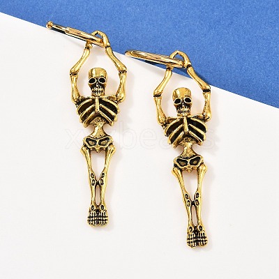 Alloy Skeleton Hoop Earrings LS-EJEW-Z132-01AG-1