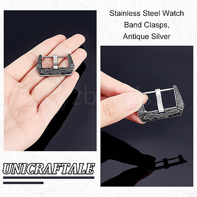 2 Sets Tibetan Style 304 Stainless Steel Watch Band Clasps STAS-UN0039-87A-1