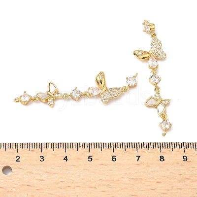 Brass Pave Clear Cubic Zirconia Connector Charms KK-Z139-12G-02-1