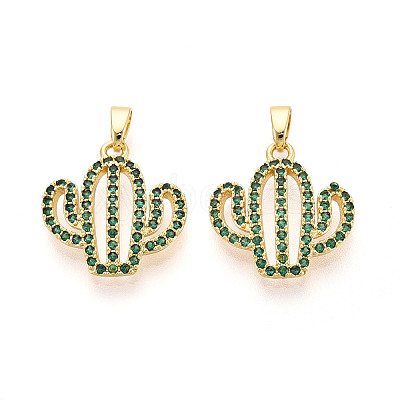 Brass Micro Pave Cubic Zirconia Pendants KK-N257-71G-1
