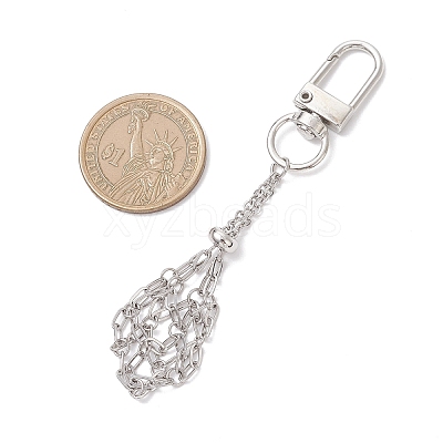 304 Stainless Steel Macrame Pouch Empty Stone Holder Pendant Decorations HJEW-JM04379-02-1