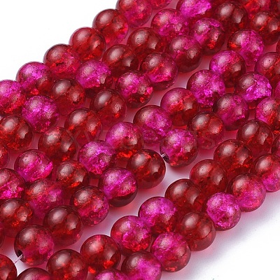 Crackle Glass Beads Strands X-CCG-Q002-8mm-08-1