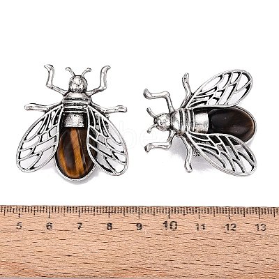 Natural Tiger Eye & Alloy Lapel Pin Brooches GG-N001-04AS-03-1