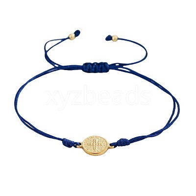 Vintage Metal Religion Saint Benedict Medal Link Adjustable Braided Nylon Cord Bracelets HF0966-3-1