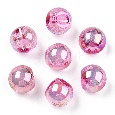 UV Plating Rainbow Iridescent Acrylic Beads X-OACR-G012-04A-1