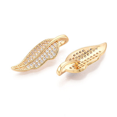 Brass Pave Clear Cubic Zirconia Pendants KK-T074-93A-G-1