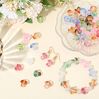 64Pcs 8 Colors Transparent Glass Beads GLAA-PA0001-24-1
