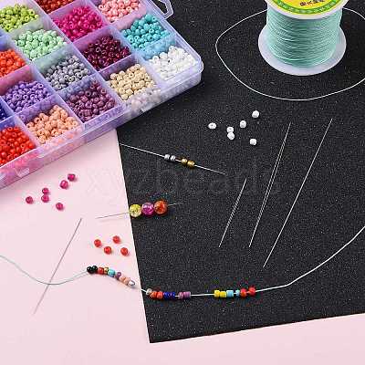 Iron Collapsible Big Eye Beading Needles X-ES001Y-S-125mm-01-1