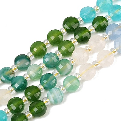 Natural Agate(Dyed & Heated) & Dyed White Jade & Tiger Eye Beads Strands G-Z135-B05-1
