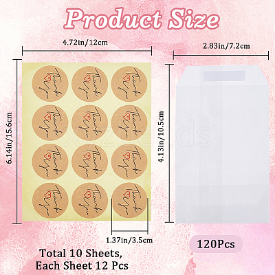 120Pcs Flat Translucent Glassine Waxed Paper Treat Bags Cookie Bags STIC-CP0001-11D-1
