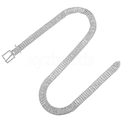 Alloy Full Crystal Rhinestone 5-Row Chain Belts AJEW-WH20019-49P-1