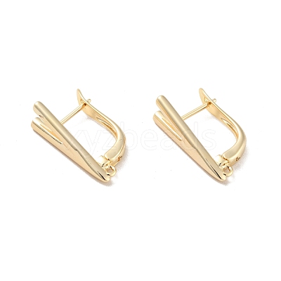 V-shaped Rack Plating Brass Hoop Earring Findings with Latch Back Closure KK-D083-04G-1
