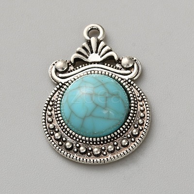 Zinc Alloy Synthetic Turquoise Pendants FIND-CJC0437-019AS-01-1