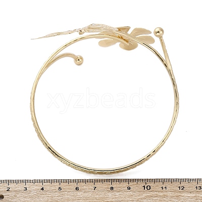 Flower & Butterfly Alloy Arm Cuff Bangles for Girl Women AJEW-A063-01C-G-1
