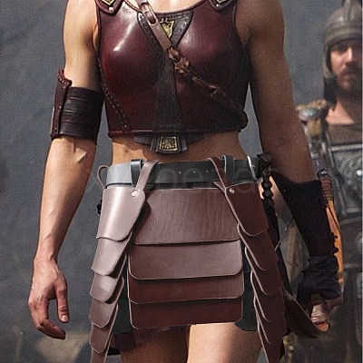 Medieval Viking PU Leather Belt Skirt AJEW-WH20077-031D-1