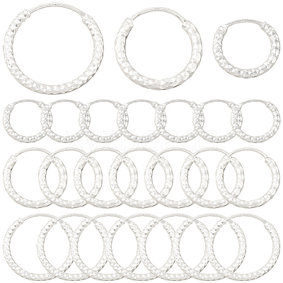 24Pcs 3 Styles Brass Textured Hoop Earrings EJEW-SC0010-89S-1