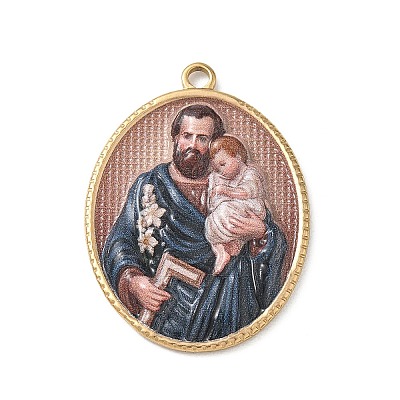 304 Stainless Steel Printed Religion Pendants STAS-G387-03G-01-1