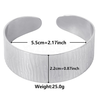 Non-Tarnish Stylish European and American Texture 304 Stainless Steel Cuff Bangles for Women WY3767-1-1