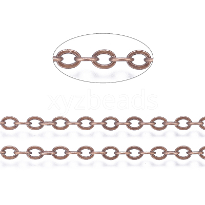 Brass Flat Oval Cable Chains CHC025Y-01-R-1