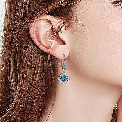 Flower Cubic Zirconia Drop Earring JE910A-1