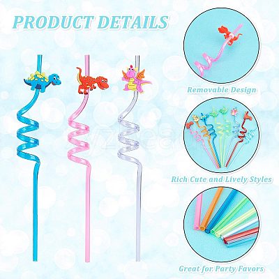 Wholesale Gorgecraft 8Pcs 8 Colors PET Spiral Drinking Straws 