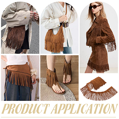 Faux Suede Fabric Tassel Ribbons OCOR-WH0109-110B-1