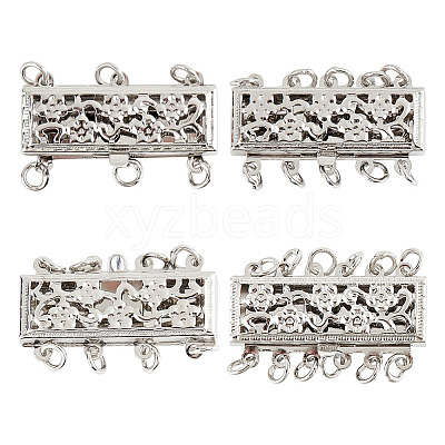 4Pcs 4 Styles Brass Box Clasps KK-DR0001-13-1
