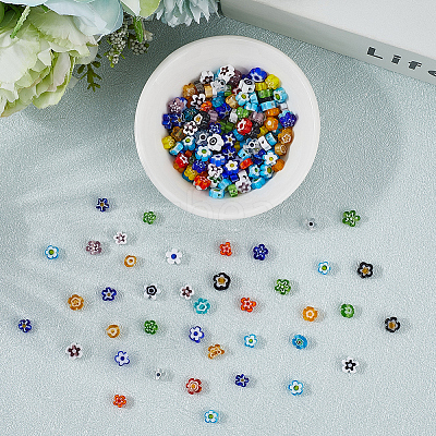 Handmade Millefiori Glass Bead Strands LAMP-LT0001-09B-1