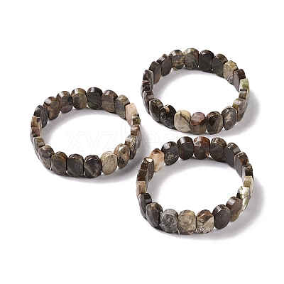 Natural Wealth Stone Jasper Oval Beaded Stretch Bracelet G-E010-01X-1