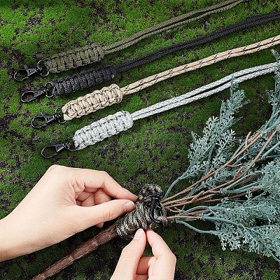 5Pcs 5 Colors Polypropylene Fiber Braided Neck Lanyards AJEW-NB0003-55-1