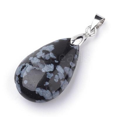 Natural Snowflake Obsidian Pendants G-S243-04-1