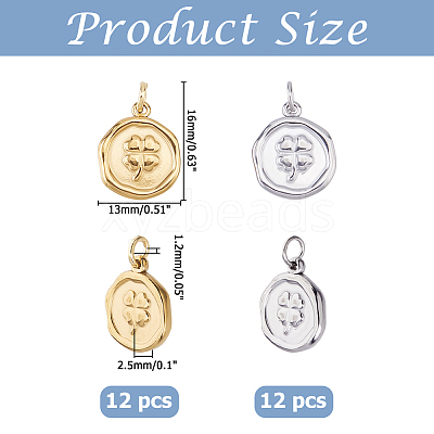 24Pcs 2 Colors 304 Stainless Steel Pendants STAS-HS0001-90B-1