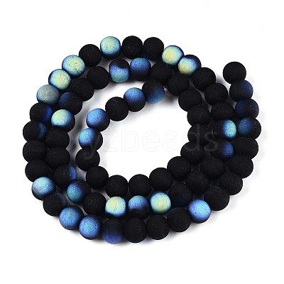 Frosted Opaque Glass Beads Strands GLAA-T032-P6mm-MBB01-1