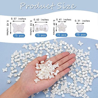 300Pcs 4 Style ABS Plastic Imitation Pearl Beads KY-SZ0001-40-1