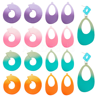 16Pcs 8 Style Spray Painted Iron Big Pendants IFIN-PH0001-91-1