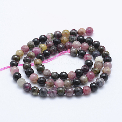 Natural Multicolor Tourmaline Beads Strands G-J373-08-5mm-1