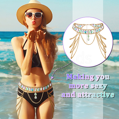 Rhinestone Cup Chains Belts AJEW-WH0470-61G-1