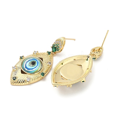 Rack Plating Brass Micro Pave Clear Cubic Zirconia Stud Earrings for Women EJEW-M260-23G-03-1