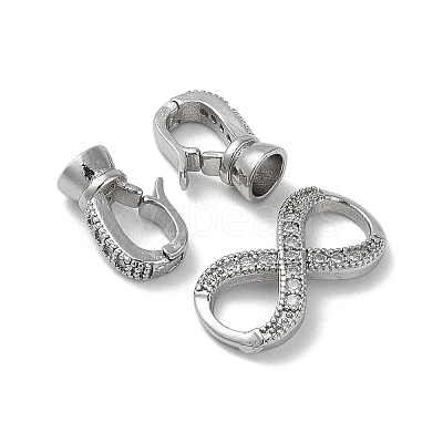 Rack Plating Brass Micro Pave Cubic Zirconia Fold Over Clasps KK-K377-12P-1