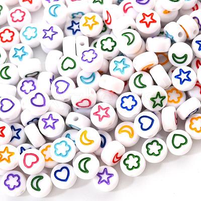 White Opaque Acrylic Beads MACR-YW0001-19F-1