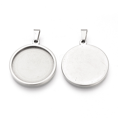 Tarnish Resistant 304 Stainless Steel Pendant Cabochon Settings X-STAS-S073-03P-1