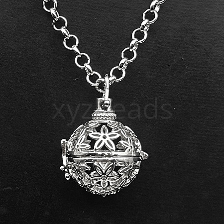 Hollow Heart Alloy Cage Pendant Necklaces SW2952-2-1