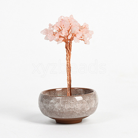 Natural Rose Quartz Chips Tree Display Decorations PW23051675806-1