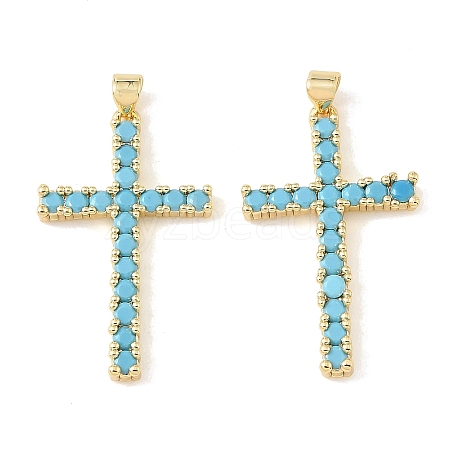 Brass Micro Pave Sky Blue Cubic Zirconia Pendants CU-CBA9CBD-01G-1